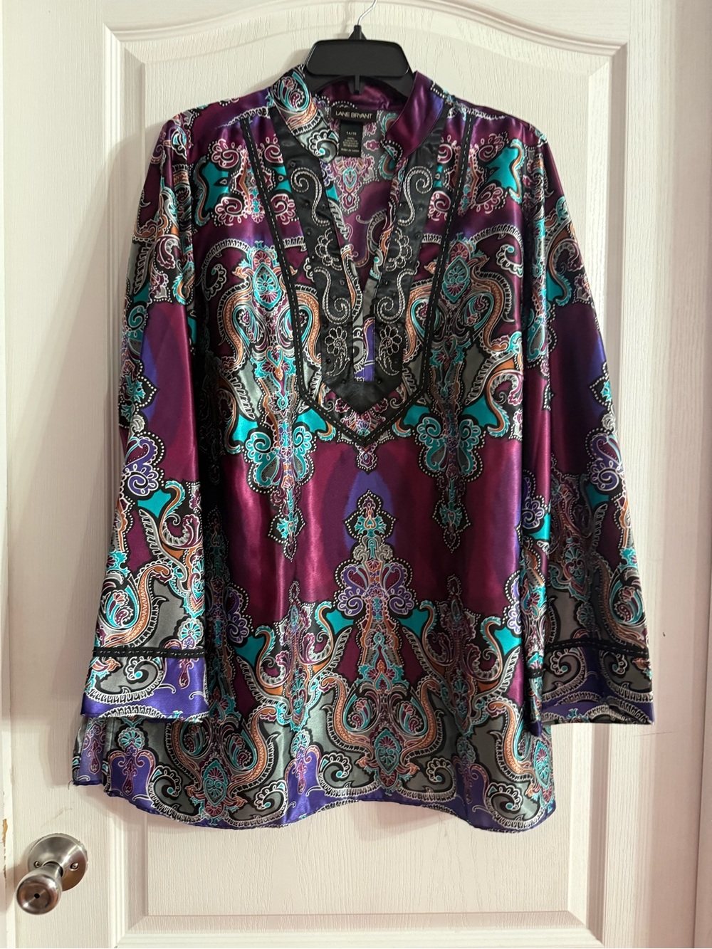 Lane Bryant Paisley Print Satin Tunic Sz 14/16. SP-37